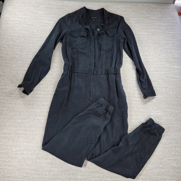 Banana Republic Utility Jogger Jumpsuit Womens 8 Tall Black Tencel Long Sleeve - Picture 12 of 16